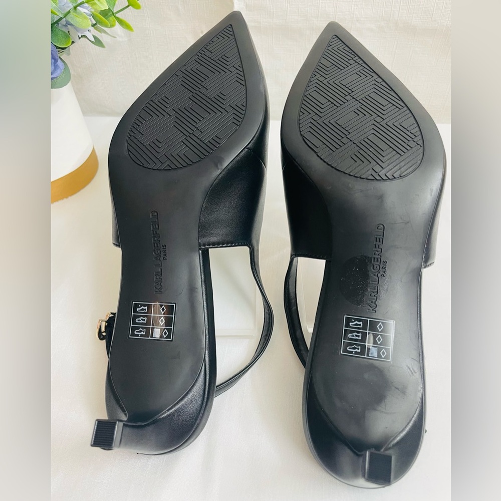 Karl Lagerfeld Paris Heels Black logo charms Size US 9 M - Picture 5 of 10